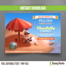Frozen Summer Olaf Birthday Invitation